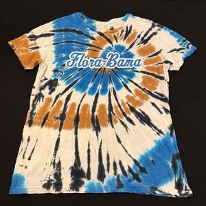Flora-Bama Wavy Logo Orange and Blue Tie-Dye Short Sleeve T-Shirt